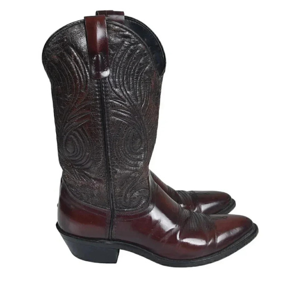 Laredo Dark Cherry Red Leather  Cowboy Boots Western Size 7.5 D - Picture 8 of 16